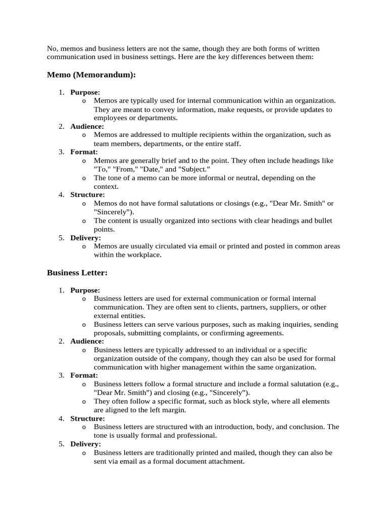 Memos and Business Letters | PDF