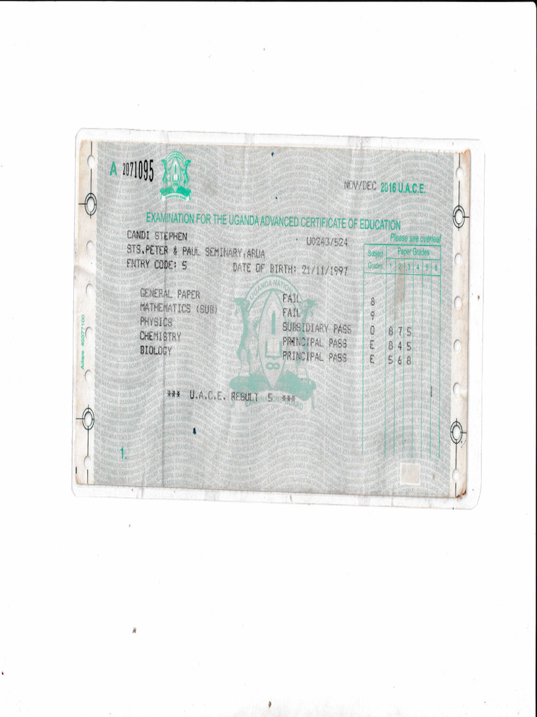 UACE Result | PDF
