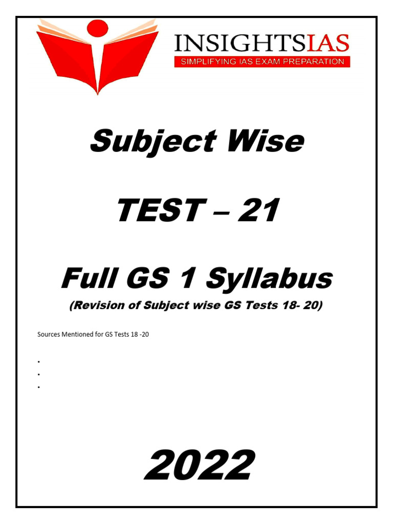 Subject Wise: TEST - 21 | PDF
