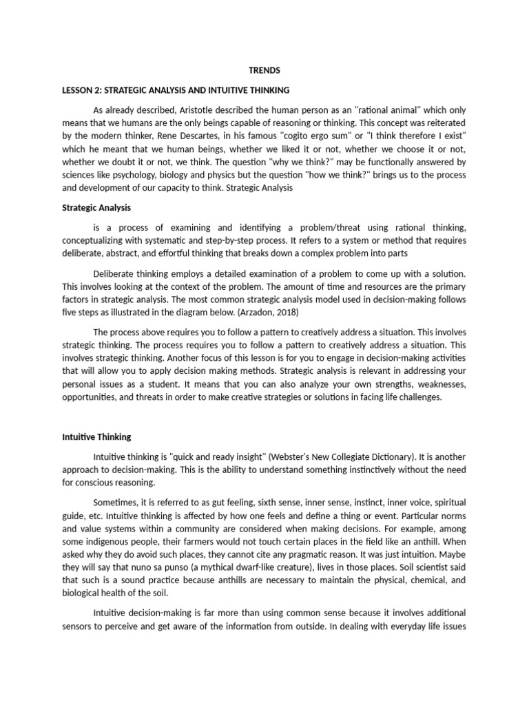 Strategic and Intuitive Thinking | PDF