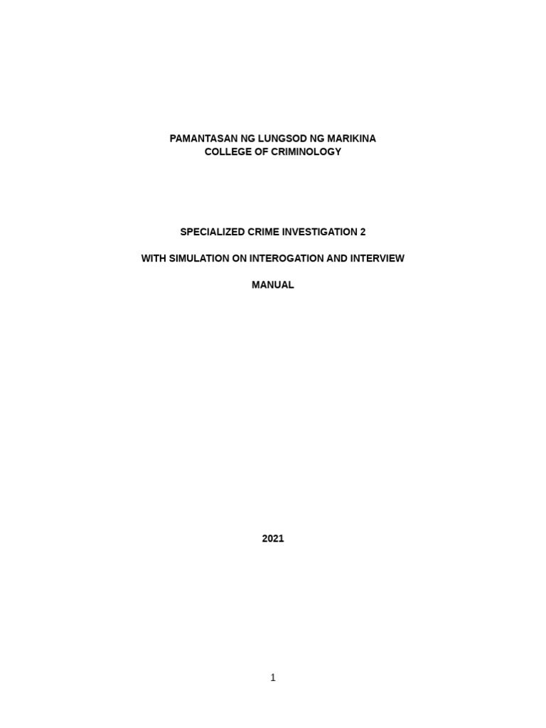 Special Crime Investigation 2 With Simulation On Interrogation And Pdf
