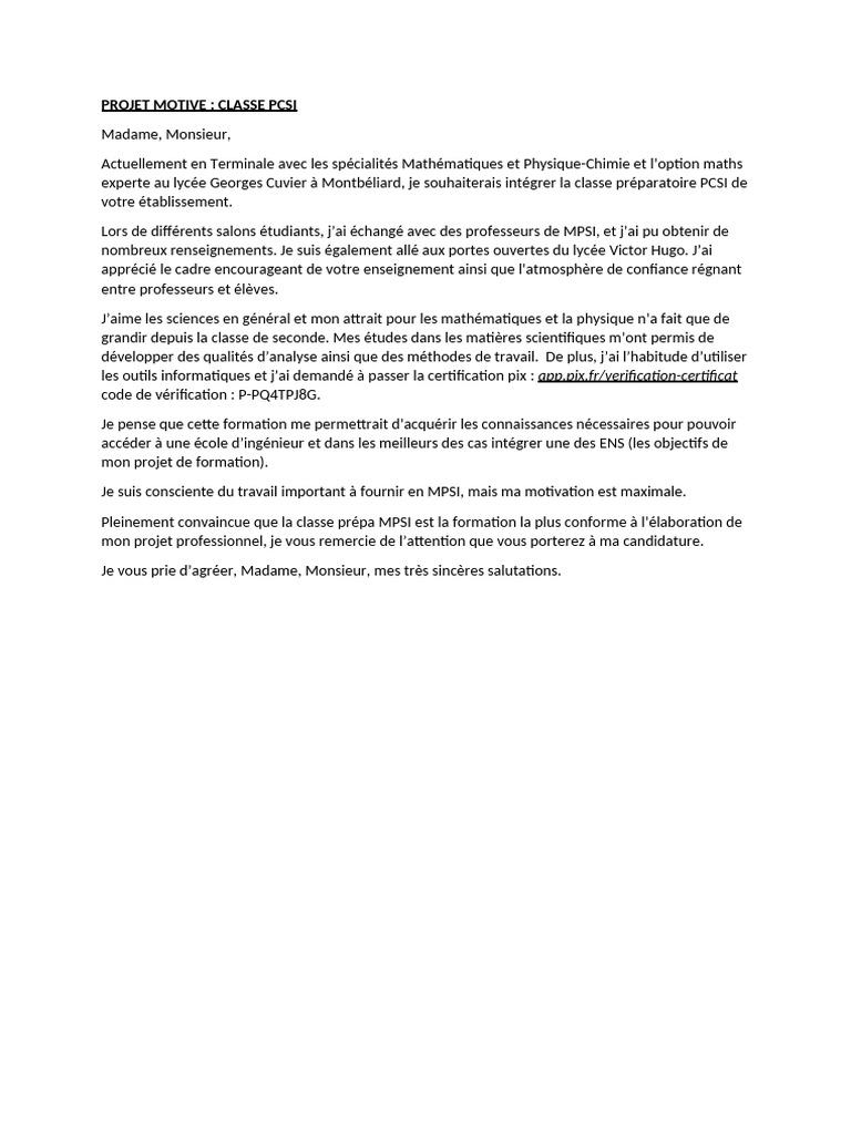 Mpsi Lettre | PDF