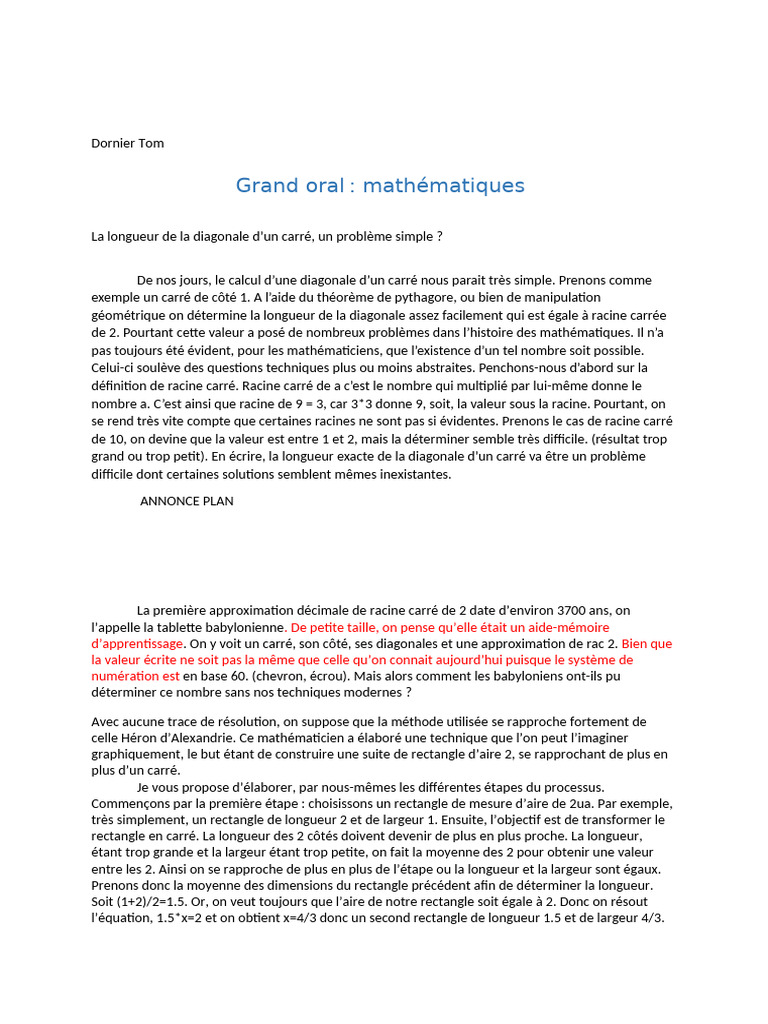 Grand Oral Mathsss PDF — free download