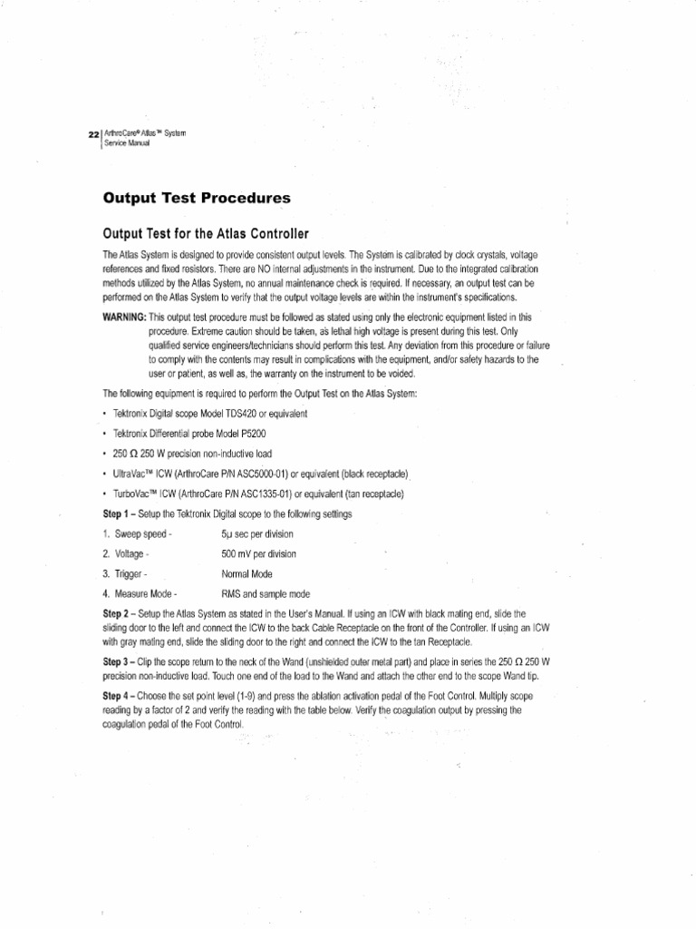 Smith and nephew arthrocare atlas output test procedures pdf
