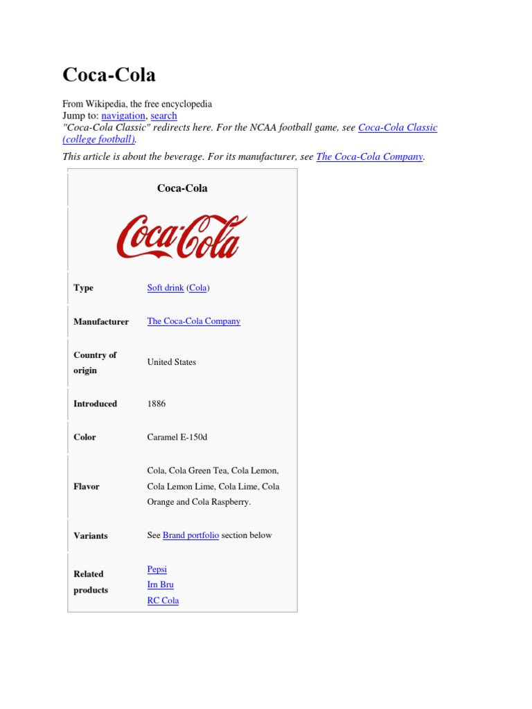 Coca Cola | PDF | Coca Cola | The Coca Cola Company