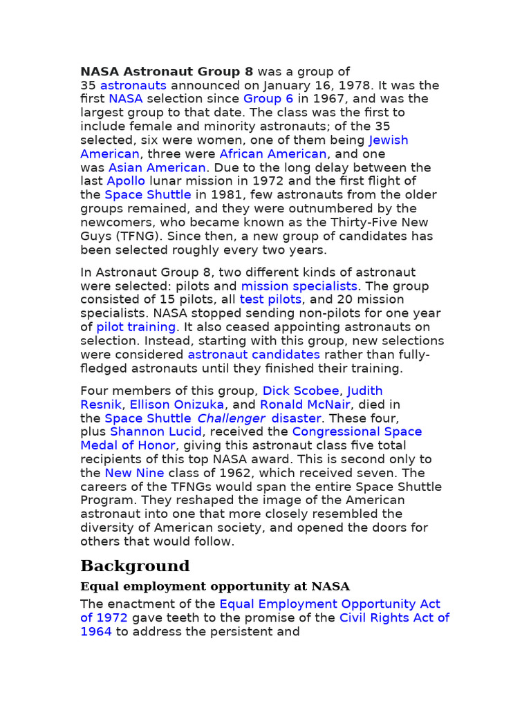 NASA Astronaut Group 8 Was A Group of 35 PDF