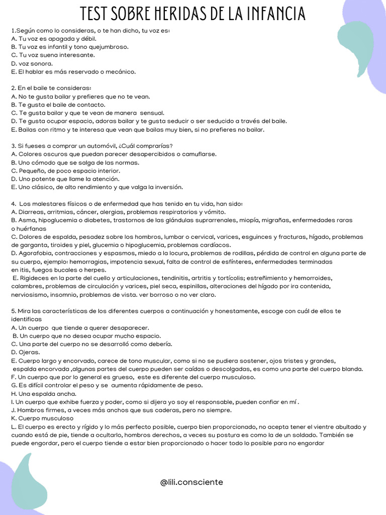 Test Heridas de La Infancia | PDF