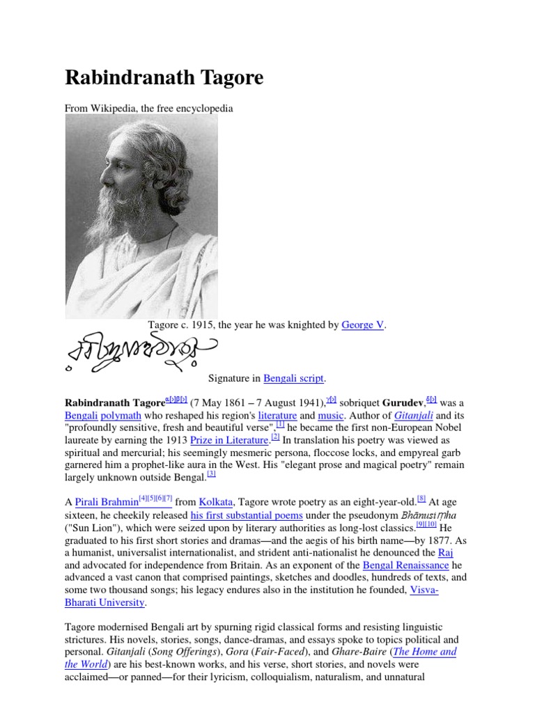 WRITE A BIOGRAPHY ON RABINDRANATH TAGORE visual data 4