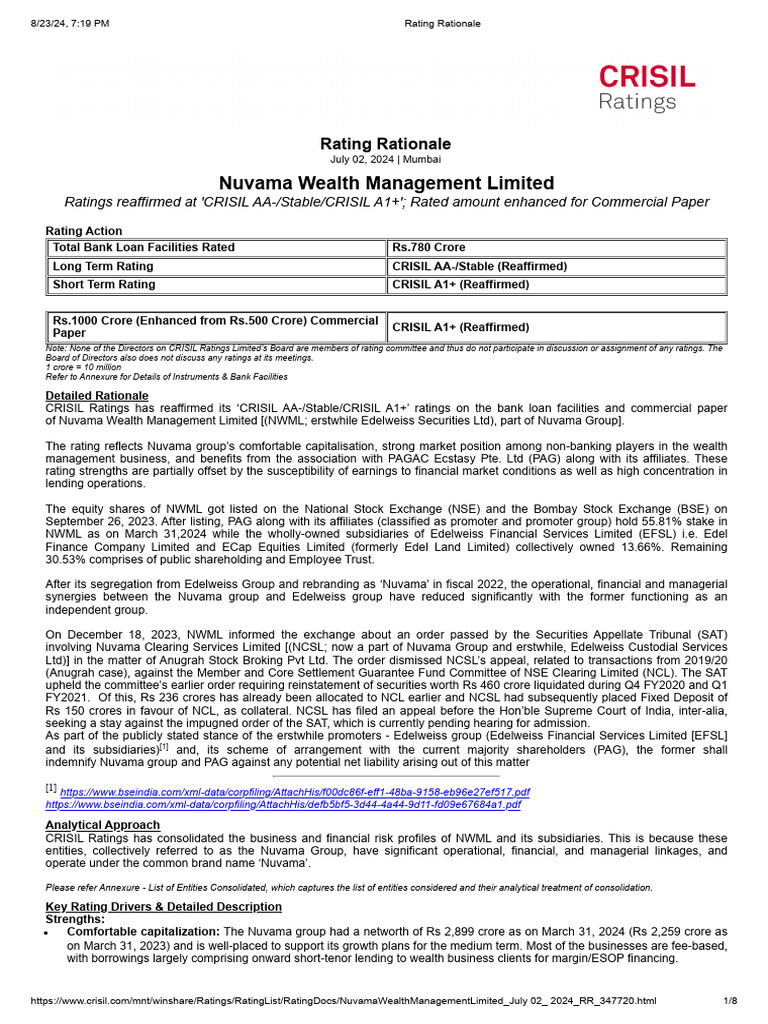 Nuvama Wealth - CRISIL - 02072024 | PDF