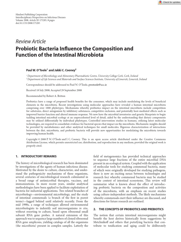 Review Article: Probiotic Bacteria Influence The Composition and ...