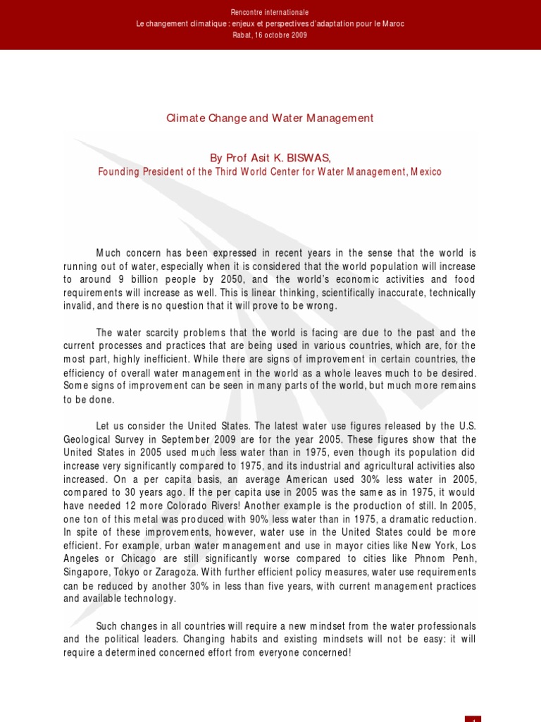 Climate Change and Water Management in Morocco | PDF | Water Resource ...