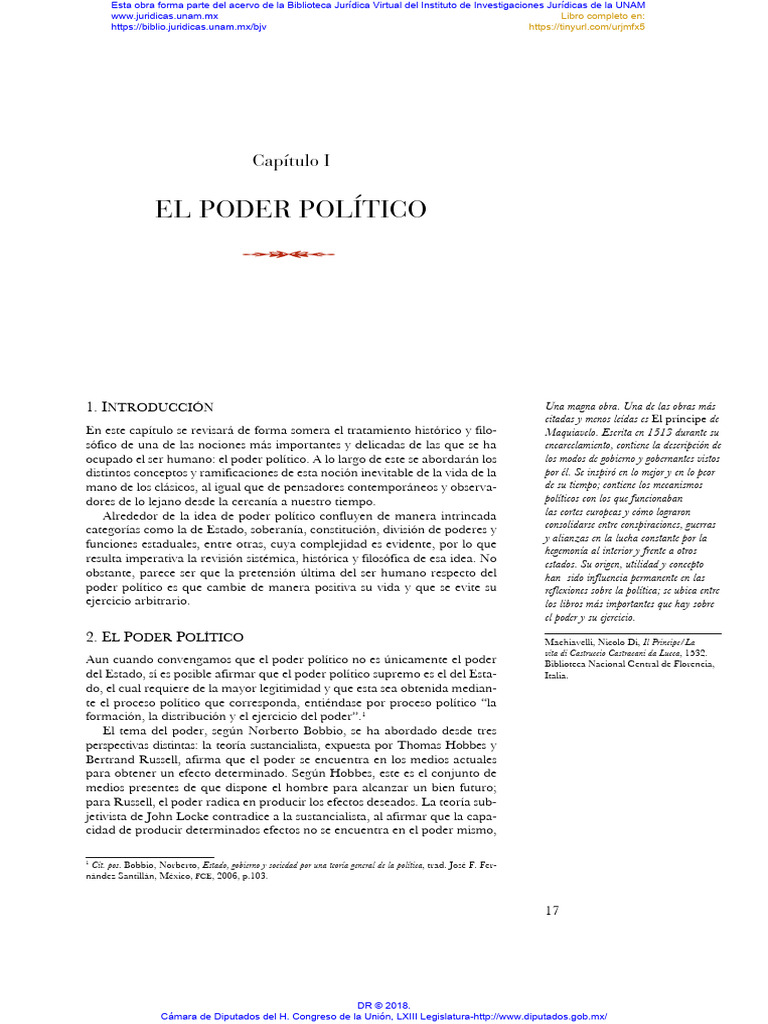 El Poder Político: Capítulo I | PDF