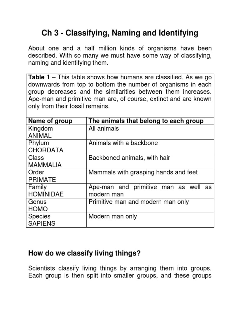 Classifying and Naming Organisms | PDF | Genus | Species
