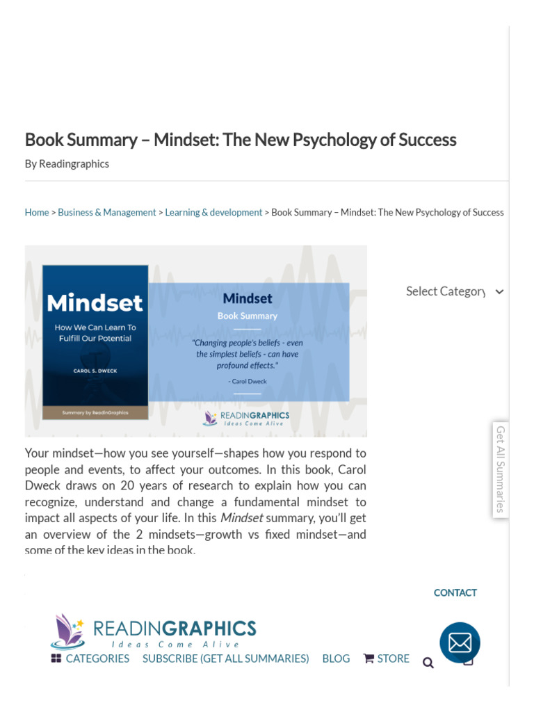 Book Summary - Mindset - The New Psychology of Success | PDF