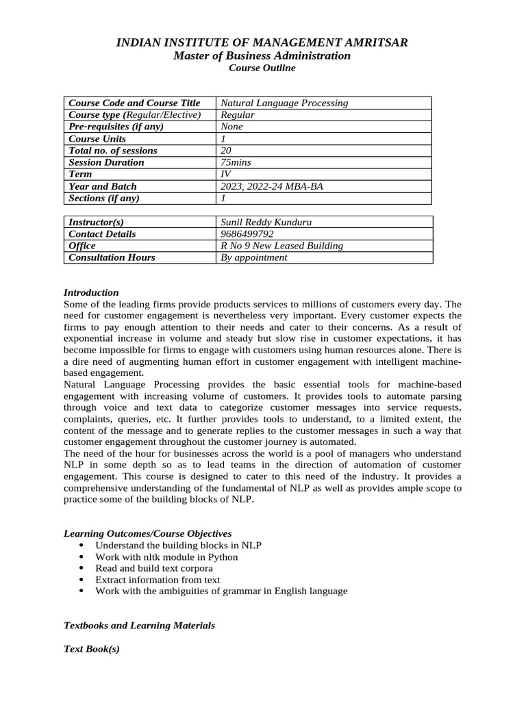 Natural Language Processing Pdf