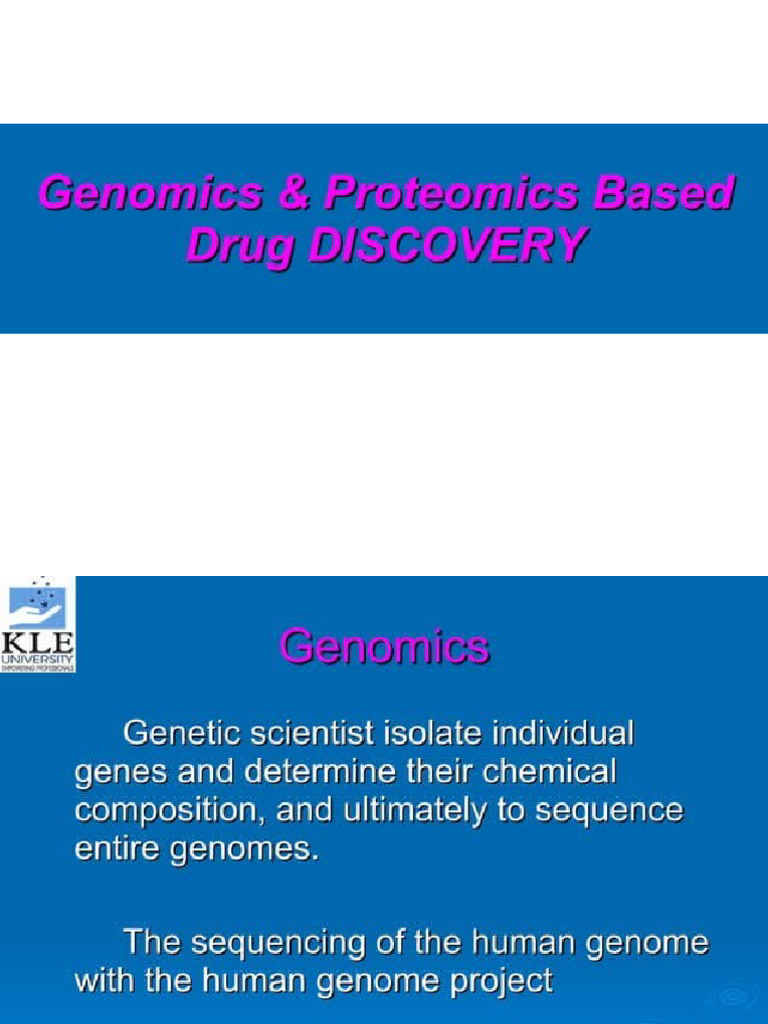 Genomics Proteomics Based Drug Discovery Presentation | PDF