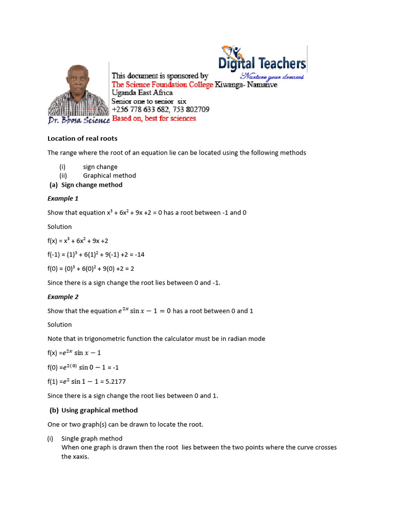A Level Math Paper 2 Location of Real Roots | PDF
