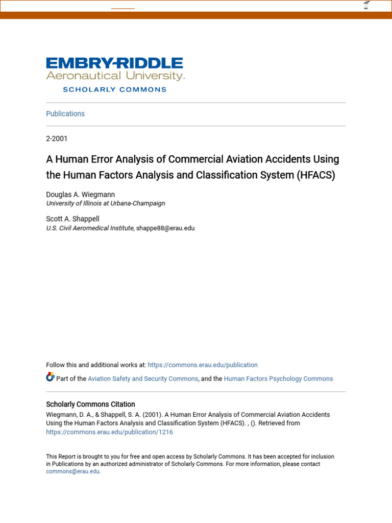 A Human Factors Analysis of Commercial Aviation Accidents | PDF