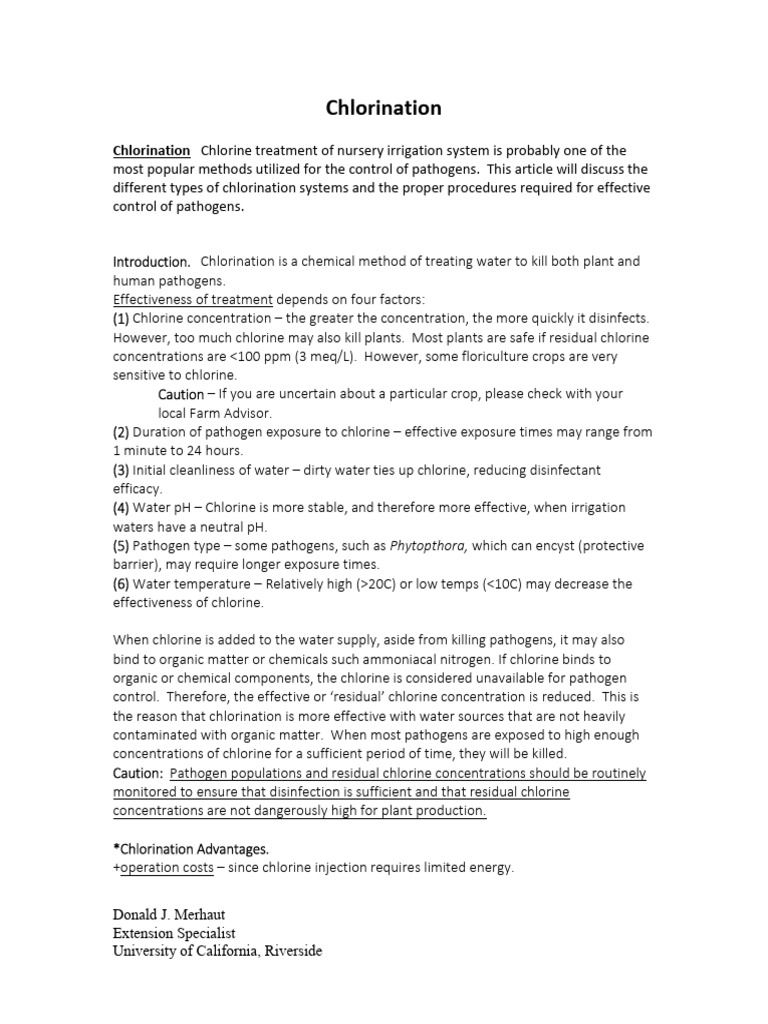 Chlorination | PDF