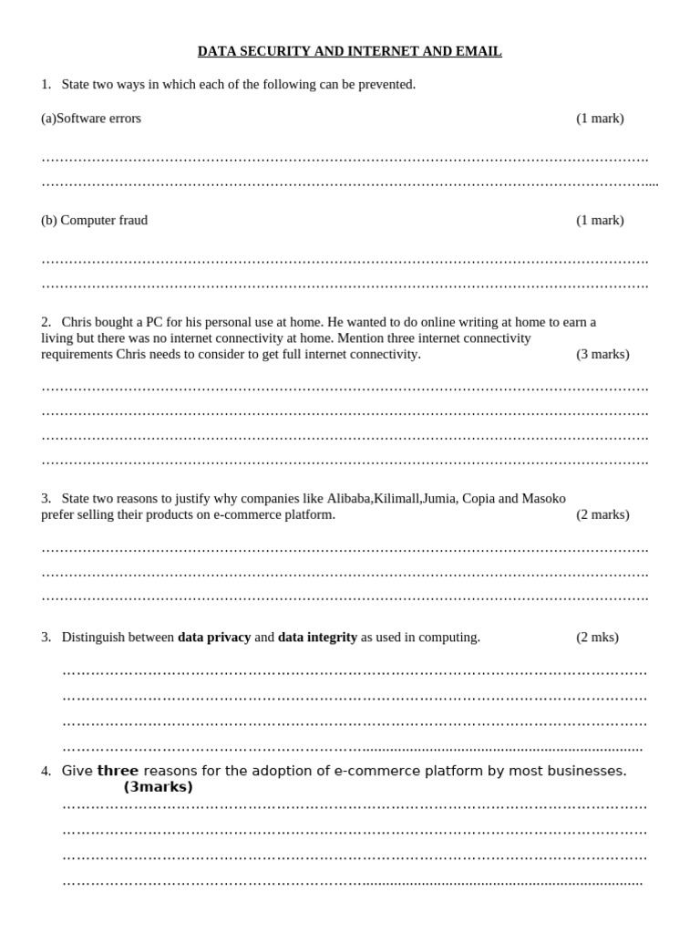 Enternet and Email and Data Security Quiz | PDF