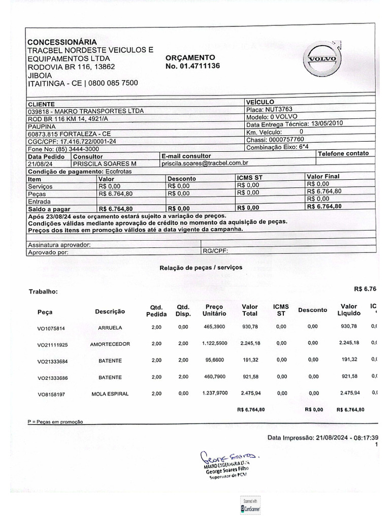 01.4711136 Volvo - F613 | PDF