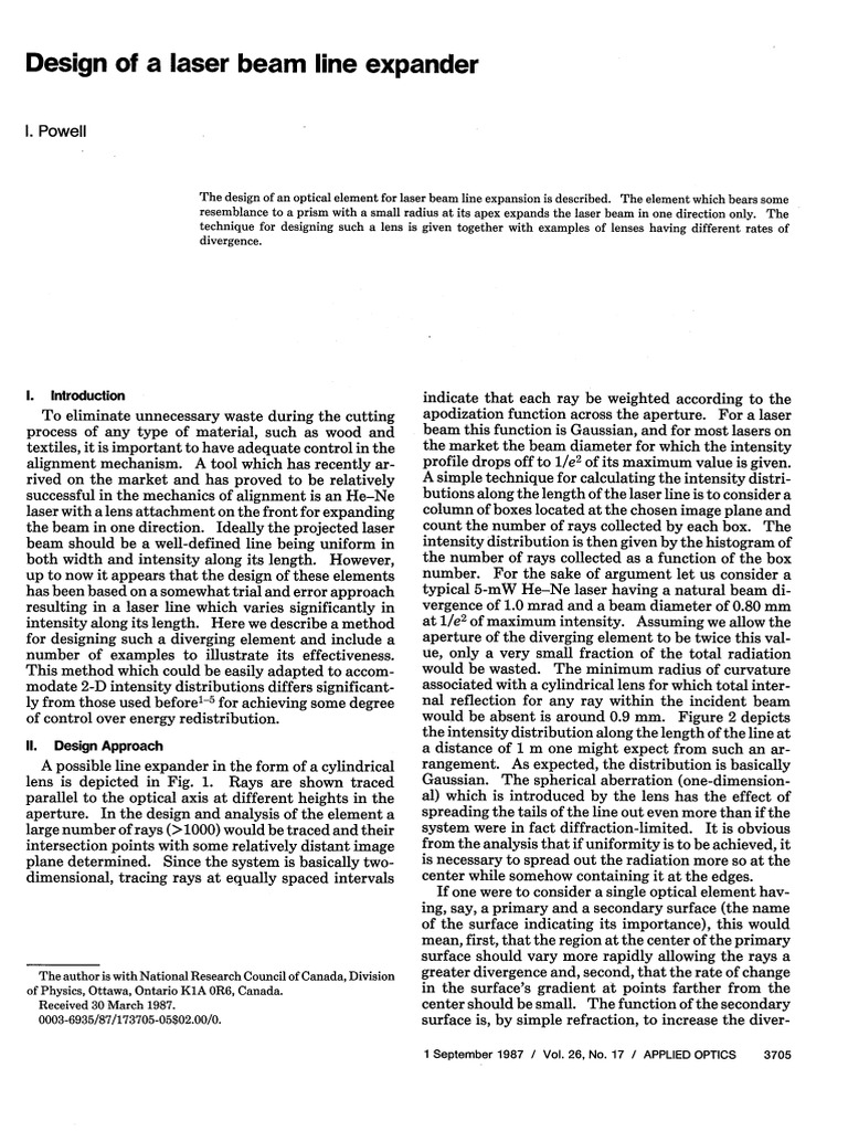 Design of A Laser Beam Line Expander - Powell1987 | PDF