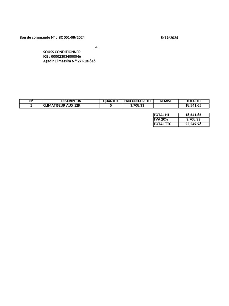 Modele Bon de Commande | PDF