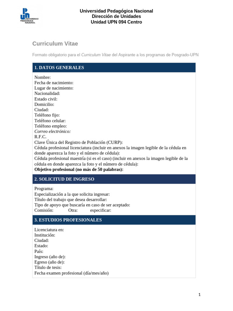 Formato Cvu | PDF