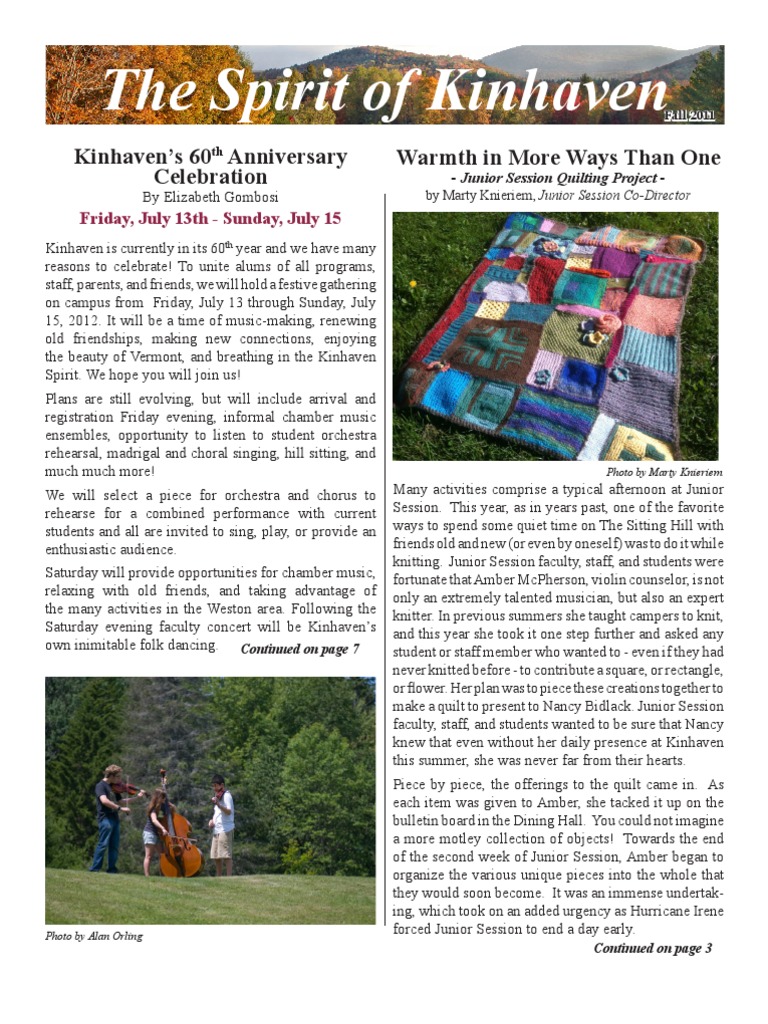 Kinhaven's 60th Anniversary Celebration | PDF | Orchestras | Symphony