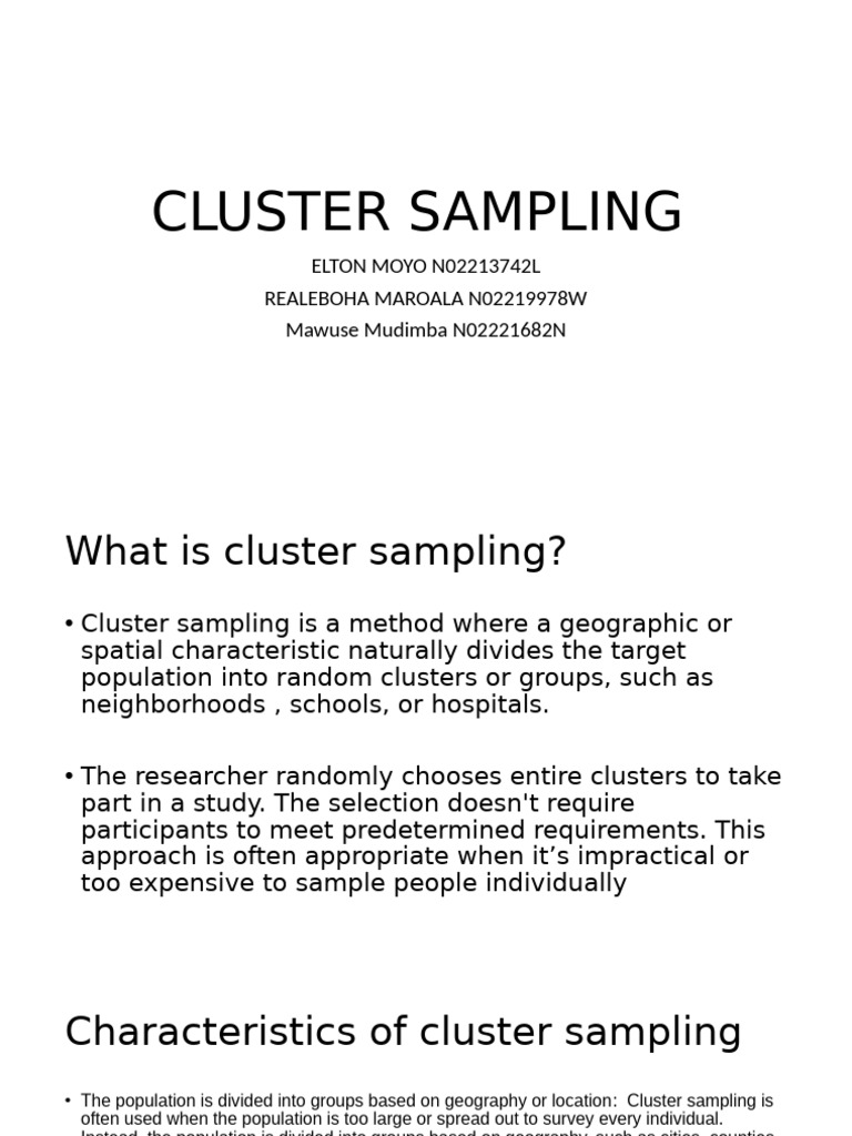 Cluster sampling pdf