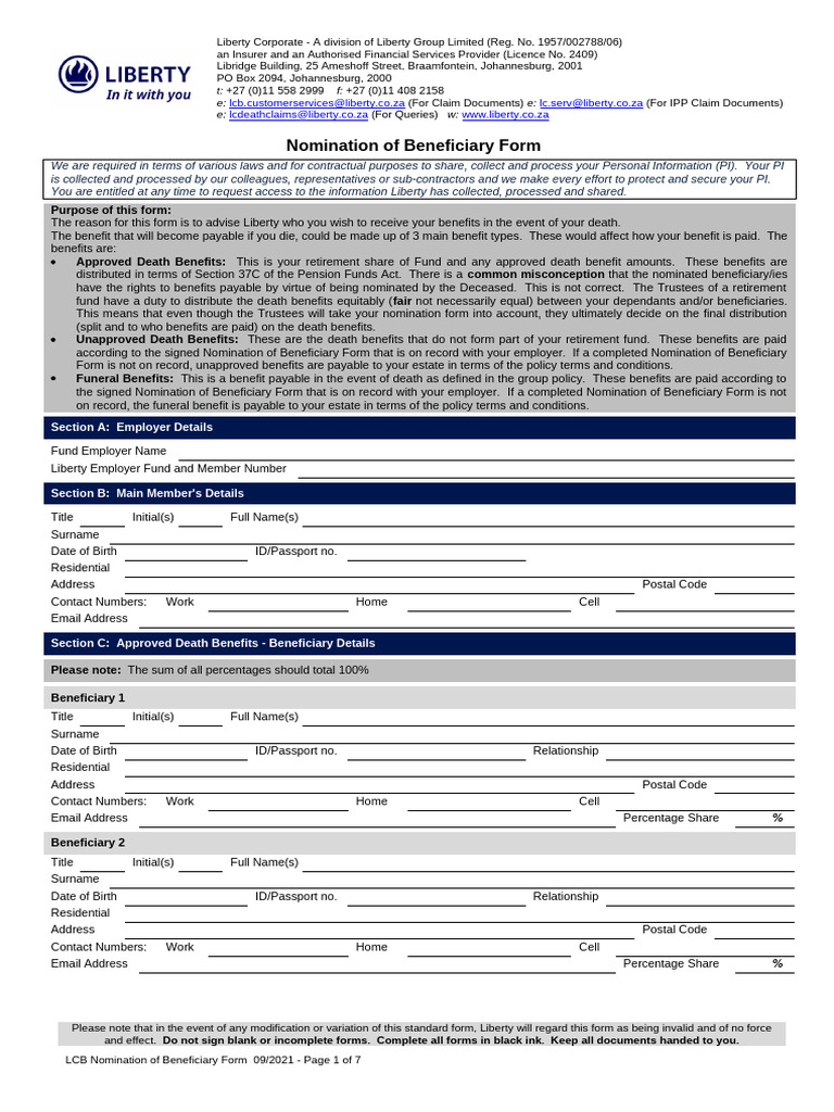 Lcb344 Nomination of Beneficiary 2022 | PDF