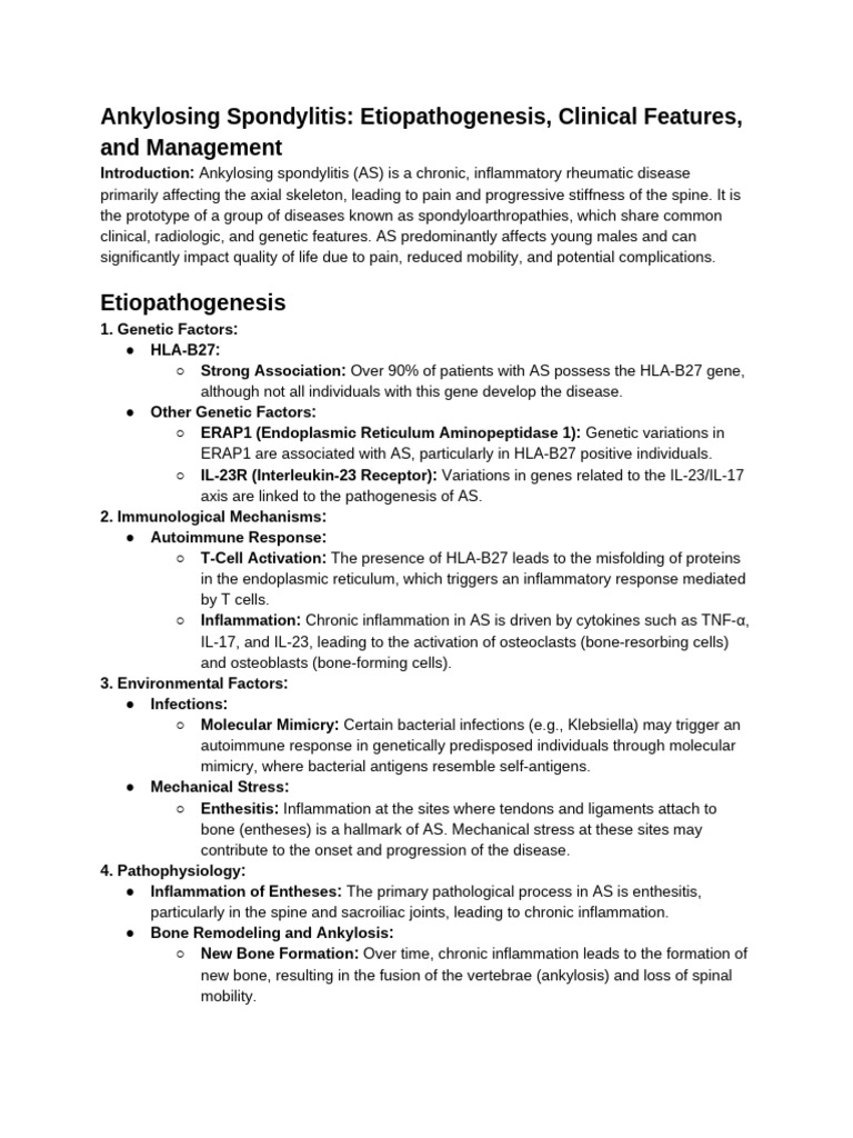 Ankylosing Spondylitis Overview and Management | PDF | Causes Of Death ...