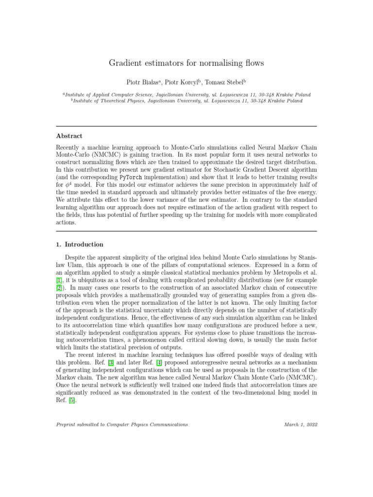 Gradient Estimators For Normalising Flows | PDF