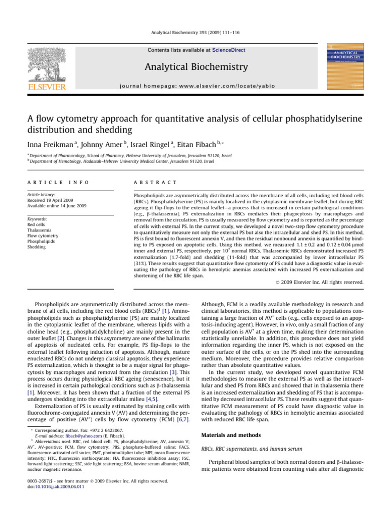 A Flow Cytometry Approach For Quantitati | PDF | Red Blood Cell | Flow ...