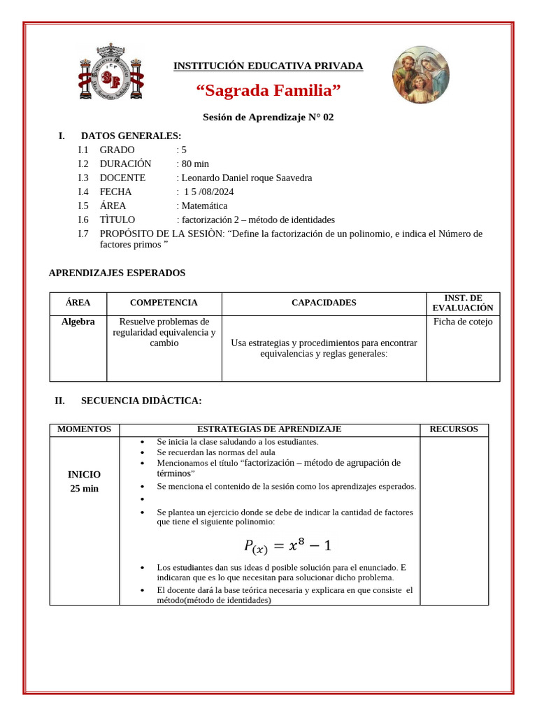 Alg Iiib S2 Factorizacion 2 Pdf