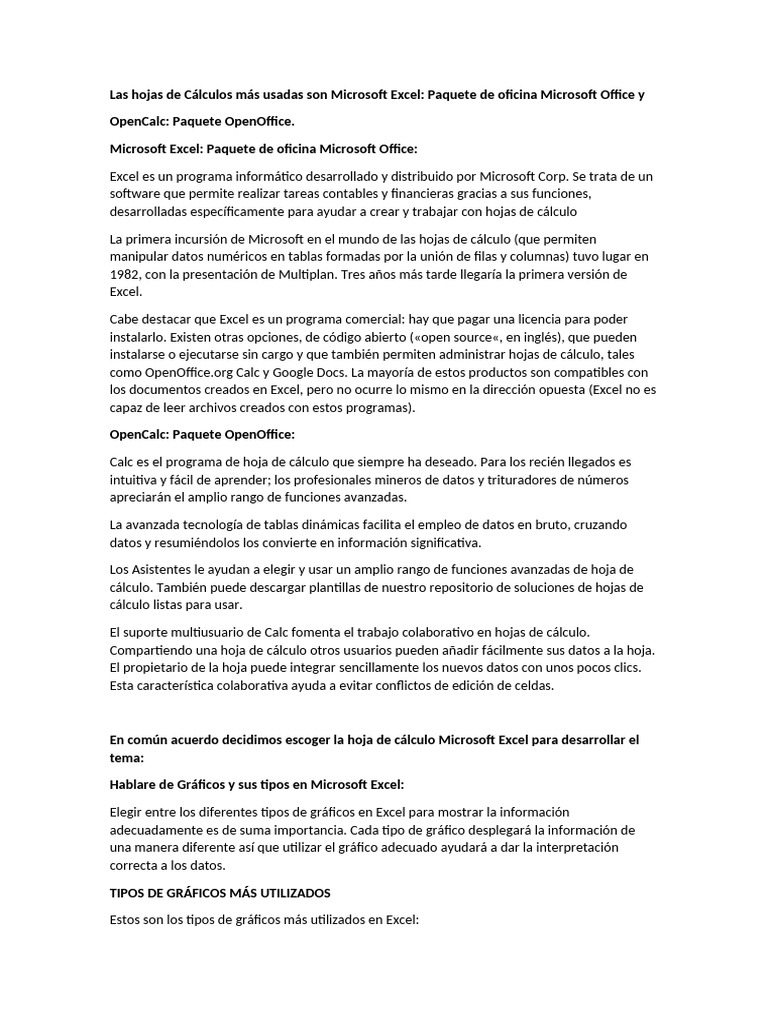 Hojas de cálculo: Excel y OpenCalc | PDF | Microsoft Excel ...