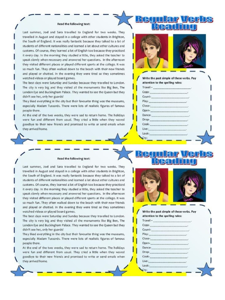 Reg Verbs Reading | PDF