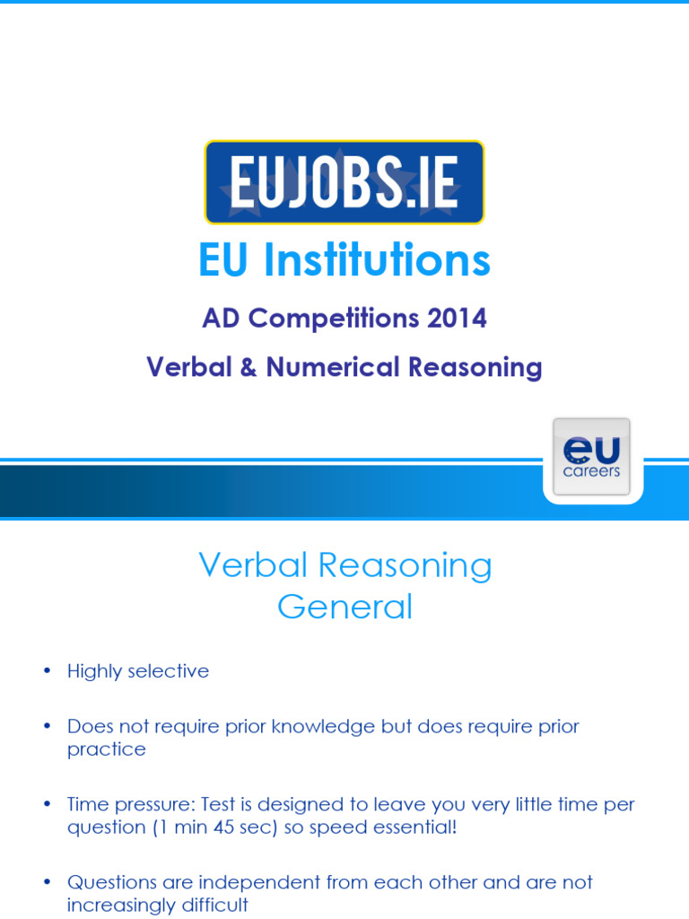 Preparing For EU Concours - Tips Verb Num Reasoning Test | PDF