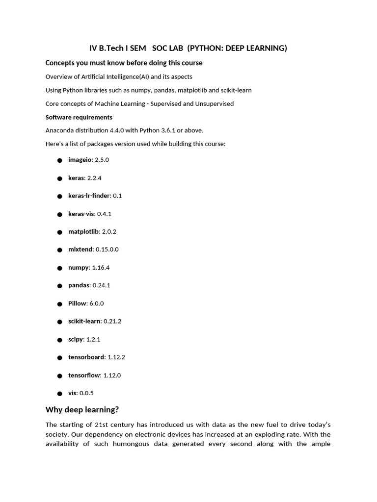 Deep Learning Lab Manual | PDF | Deep Learning | Machine Learning