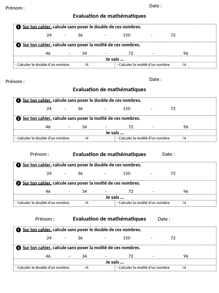 Maths cm1 doubles et moiti s pdf