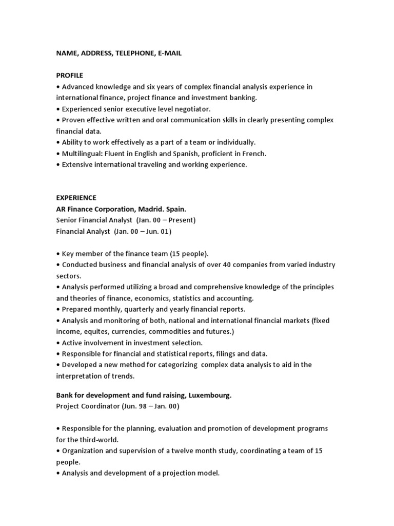 Finance Expert with Global Experience | PDF | Financial Analyst | Banks