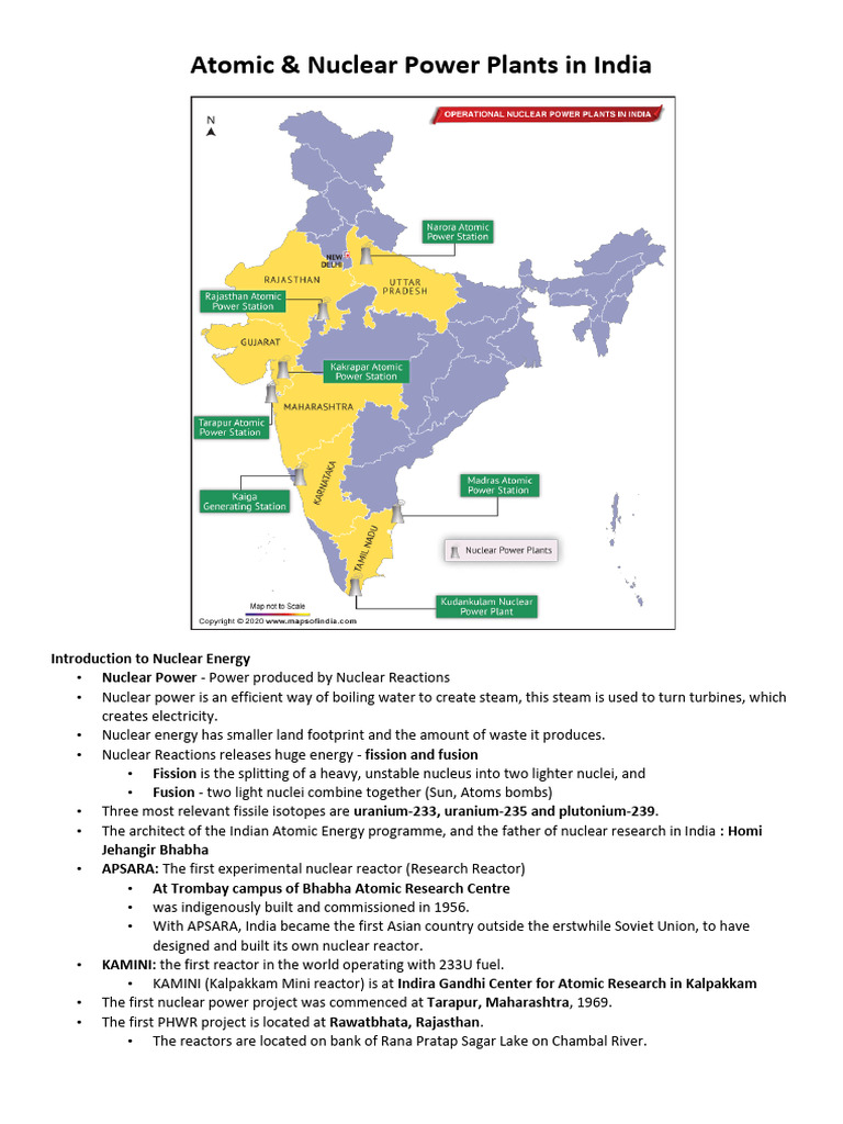 Atomic & Nuclear Power Plants in India | PDF