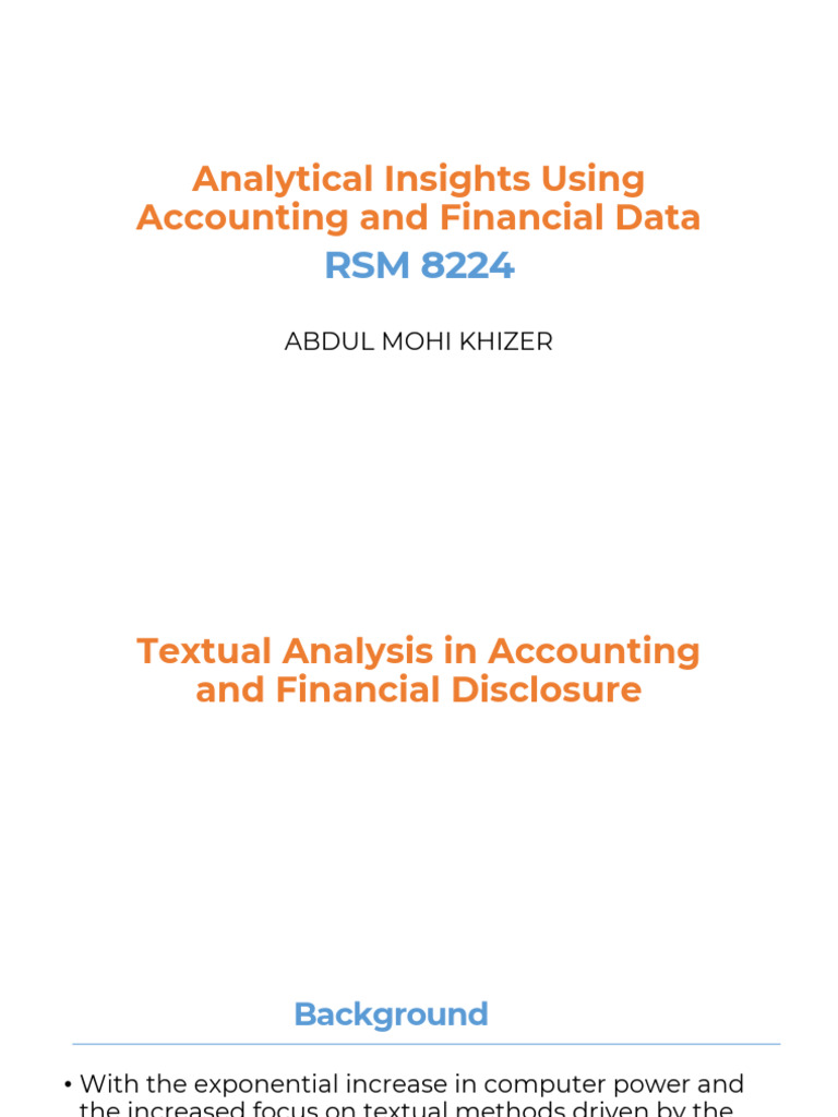 Textual Analysis in Accounting and Financial Disclsoure | PDF