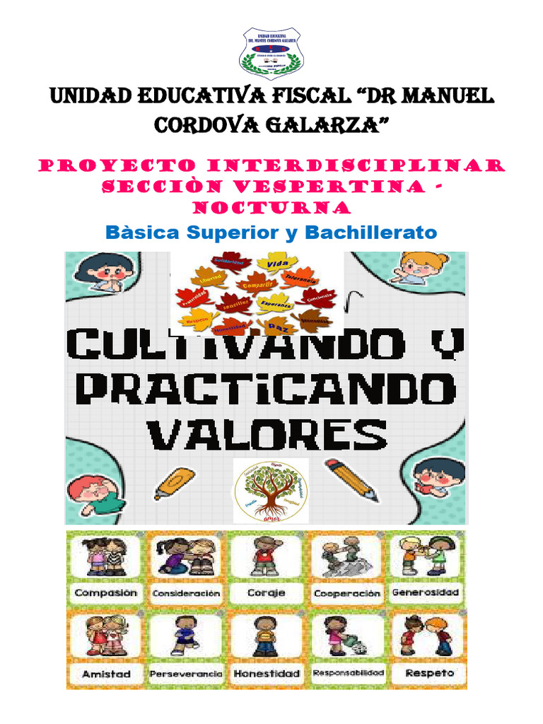 Proyecto Cultivando y Practicando Valores | PDF