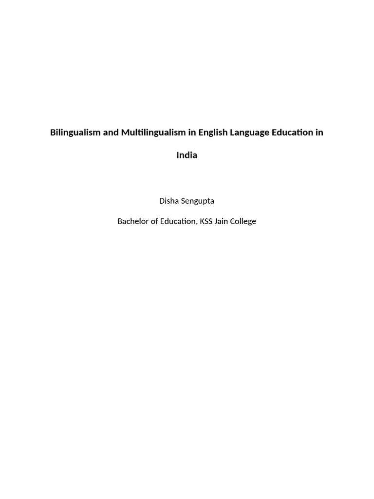 Bilingualism and Multilingualism in Engl | PDF