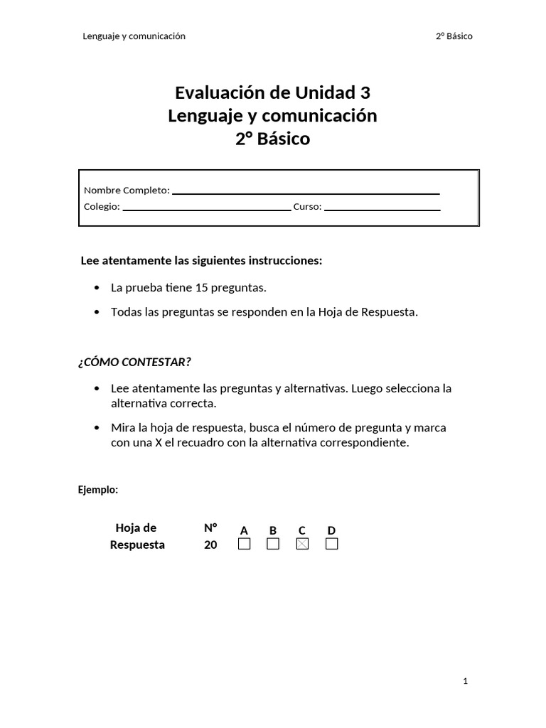 Evaluación de Lenguaje 2° Básico | PDF | Arboles | Artes del Lenguaje y ...
