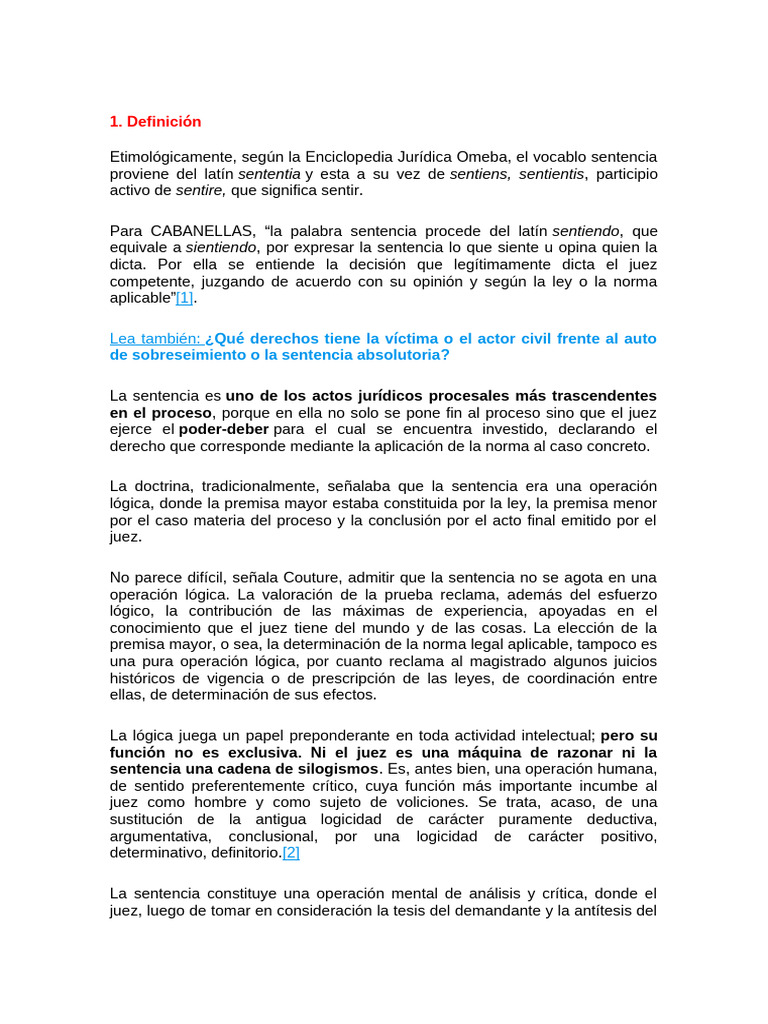 La Sentencia en El Proceso Civil | PDF