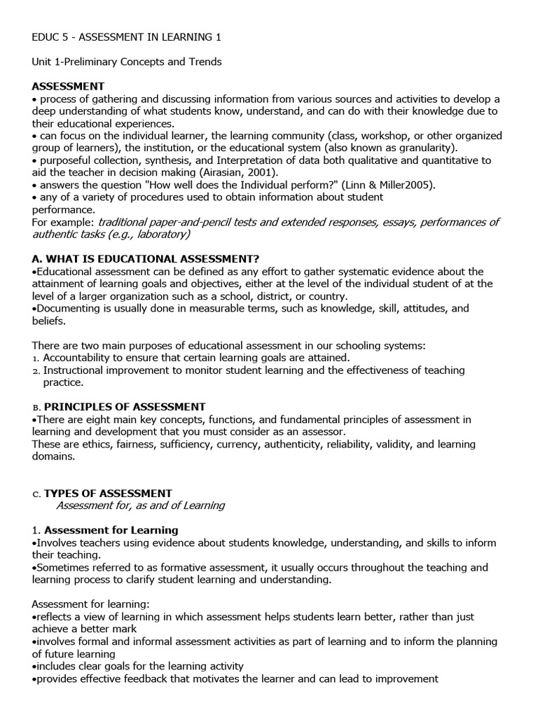 Educ5 Lesson 2 Educational Assessment Pdf