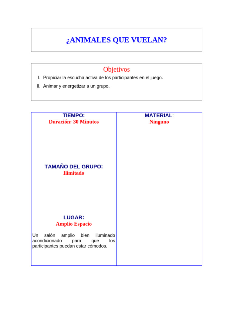 Animales Que Vuelan - Escucha Activa y Energizar | PDF