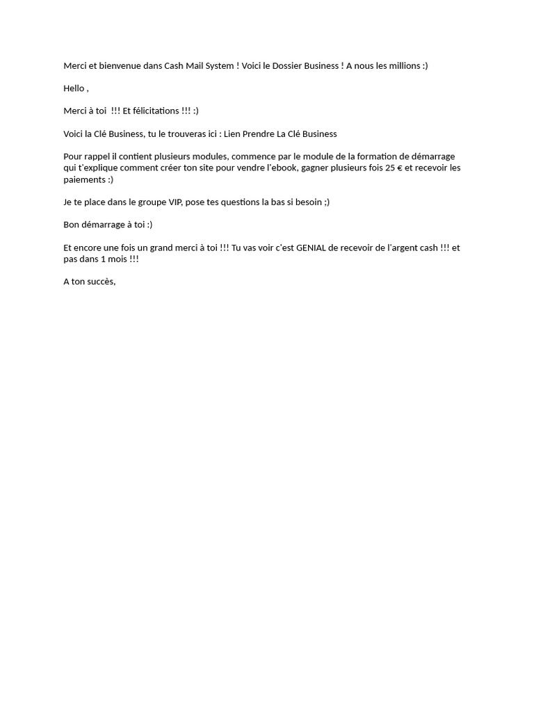 Merci et bienvenue dans cash mail system version cl pdf